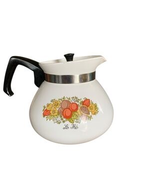 Vintage Corelle Corning Ware 6 Cup Tea Pot Coffee Spice Of Life with Lid P-104